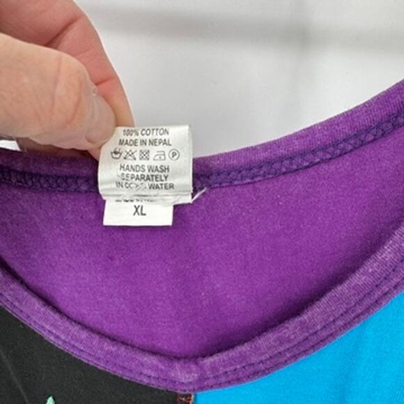 Vintage Y2K‎ Ocean Queen Patchwork Hippie Festival Top Womens XL Cotton Purple - Picture 5 of 8